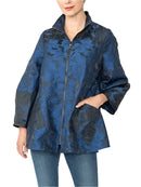 IC Collection Raised Floral Zip Up Jacket-IC-6673J