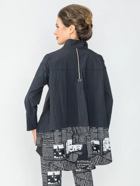 IC Collection Reverse Newspaper Button Up Blouse-IC-6919B