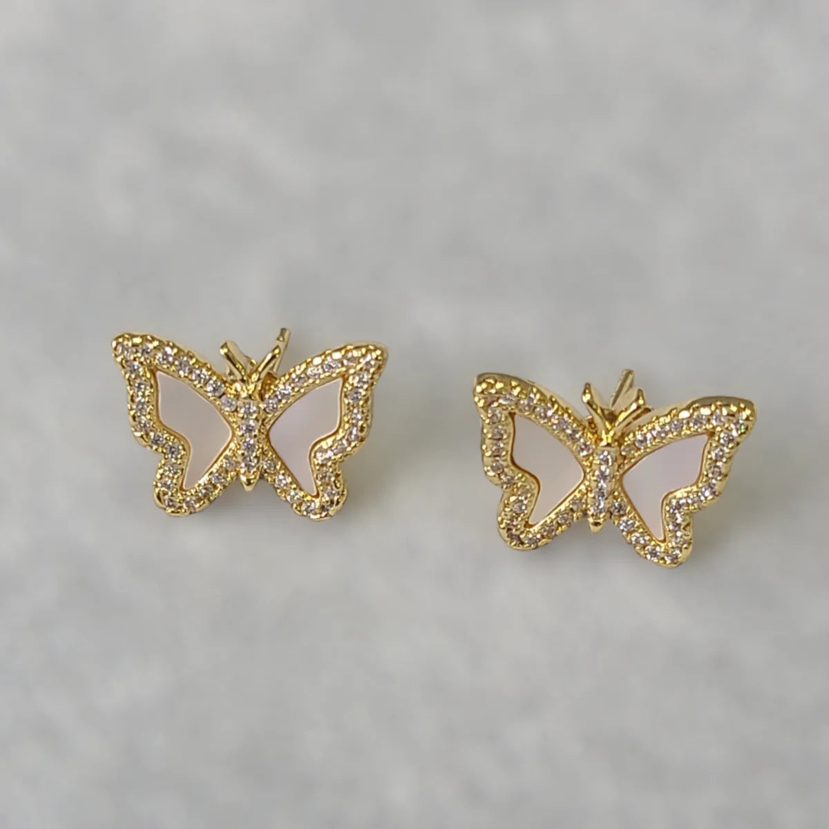 LPL-Mother Pearl Butterfly Stud Earrings-875-E