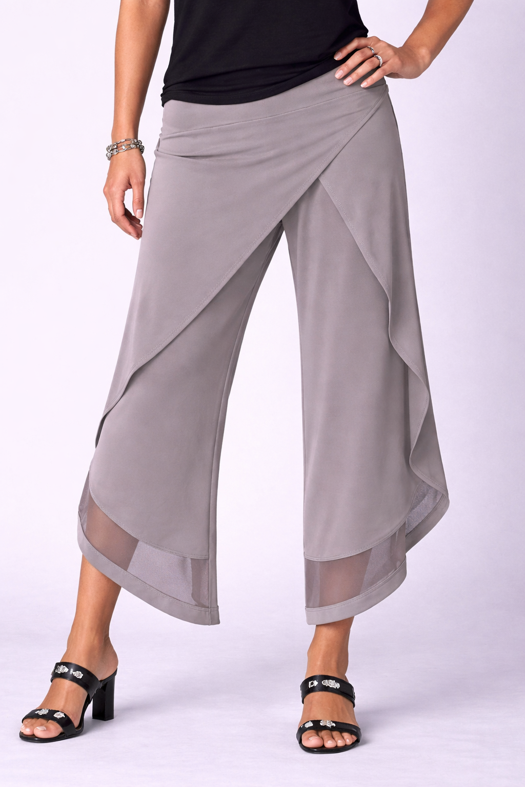 By JJ Layered Mesh Cutout Flood Pants – IT-135