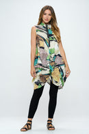 By JJ Abstract Print Crinkle Tunic-IP-117