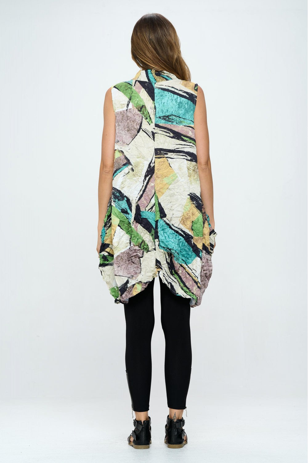 By JJ Abstract Print Crinkle Tunic-IP-117