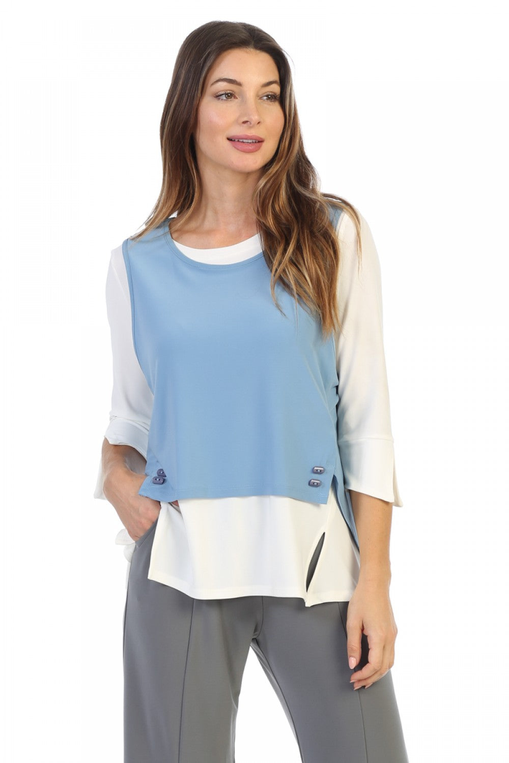 By JJ Two Button Cropped Vest-IT-110