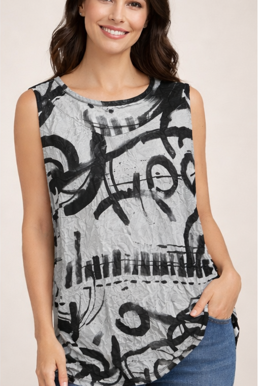 By JJ Abtrast Print CrinkleD Tank-IT-201CP, view 2