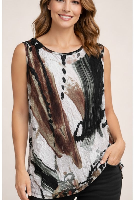 By JJ Abtrast Print CrinkleD Tank-IT-201CP, view 3
