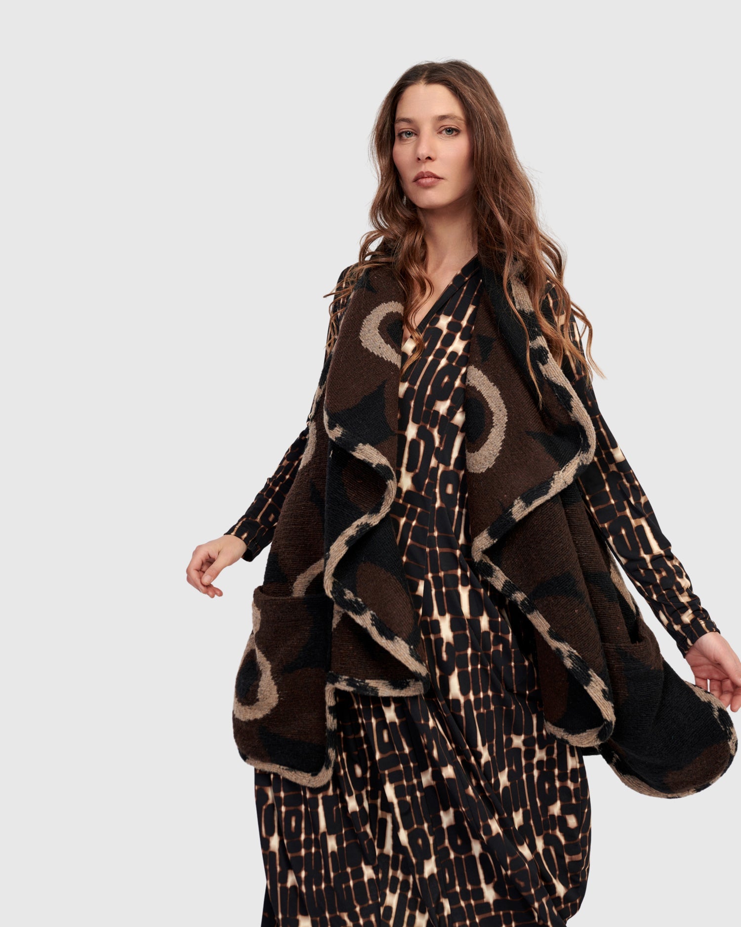 Alembika Piped Cozy Draped Vest-AJ919F