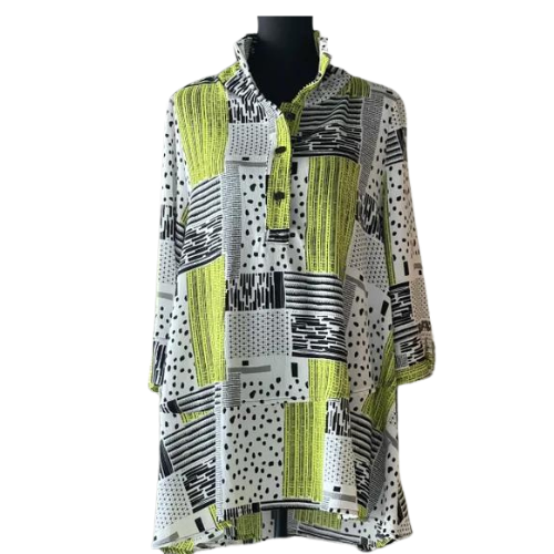 Moonlight Multi Print Half Button Tunic-3071