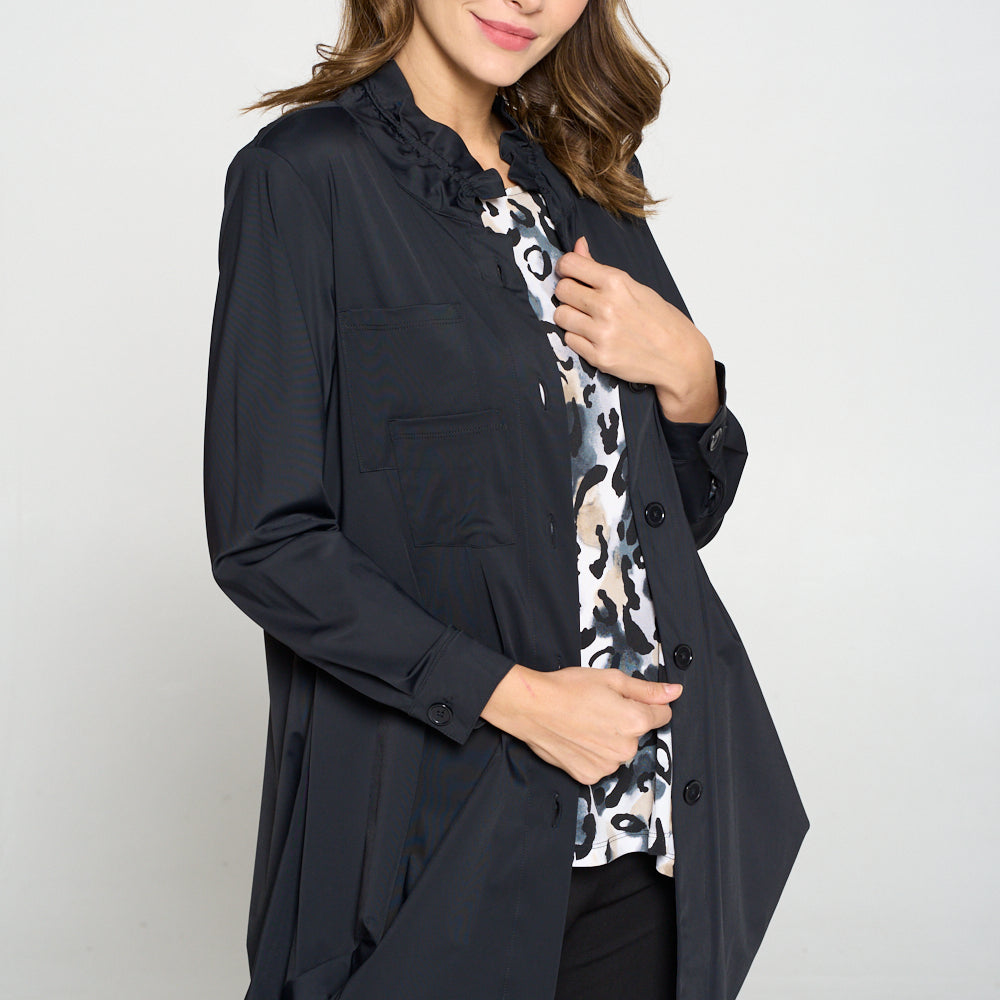 By JJ Wire Neck Stacked Pocket Jacket-PR-204-DUP