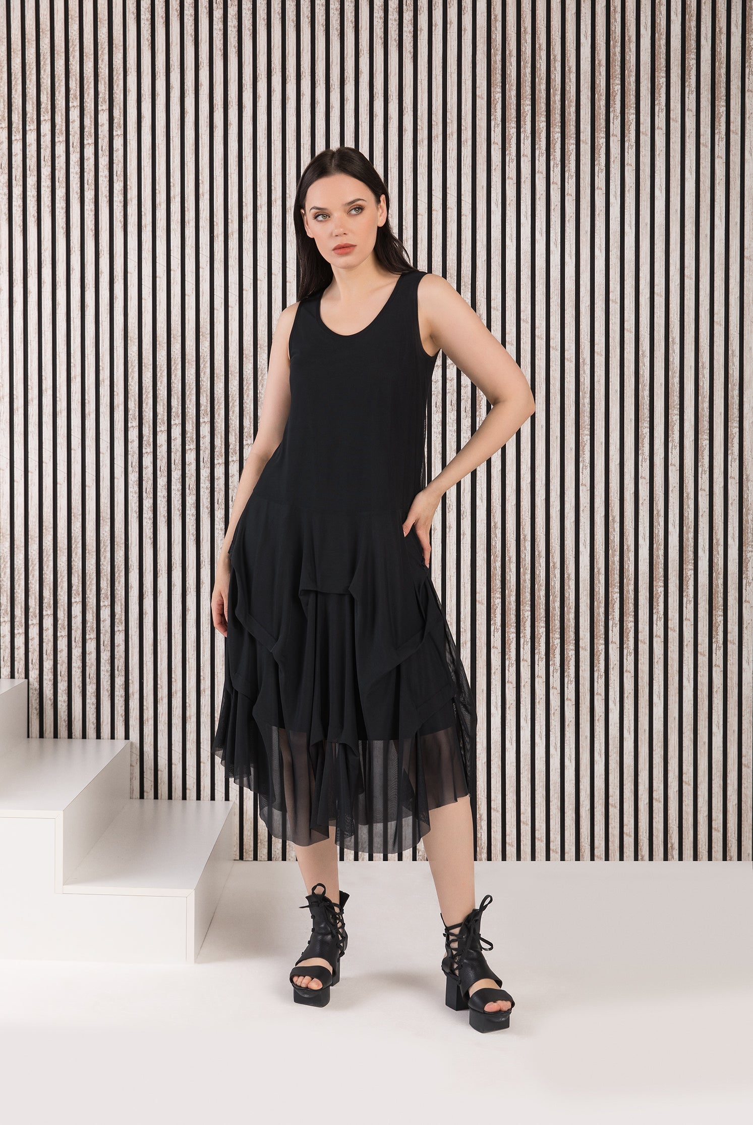 Kozan Black Mesh Martha Dress | Unique Apparel USA
