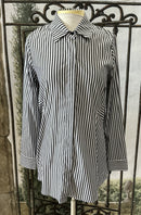 Comfy USA Striped Button Down Top-SN523BW