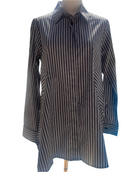 Comfy USA Striped Button Down Top-SN523BW