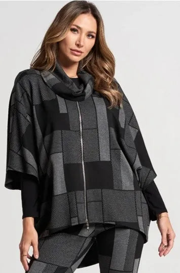 By JJ Funnel Neck Poncho Top-SS-119