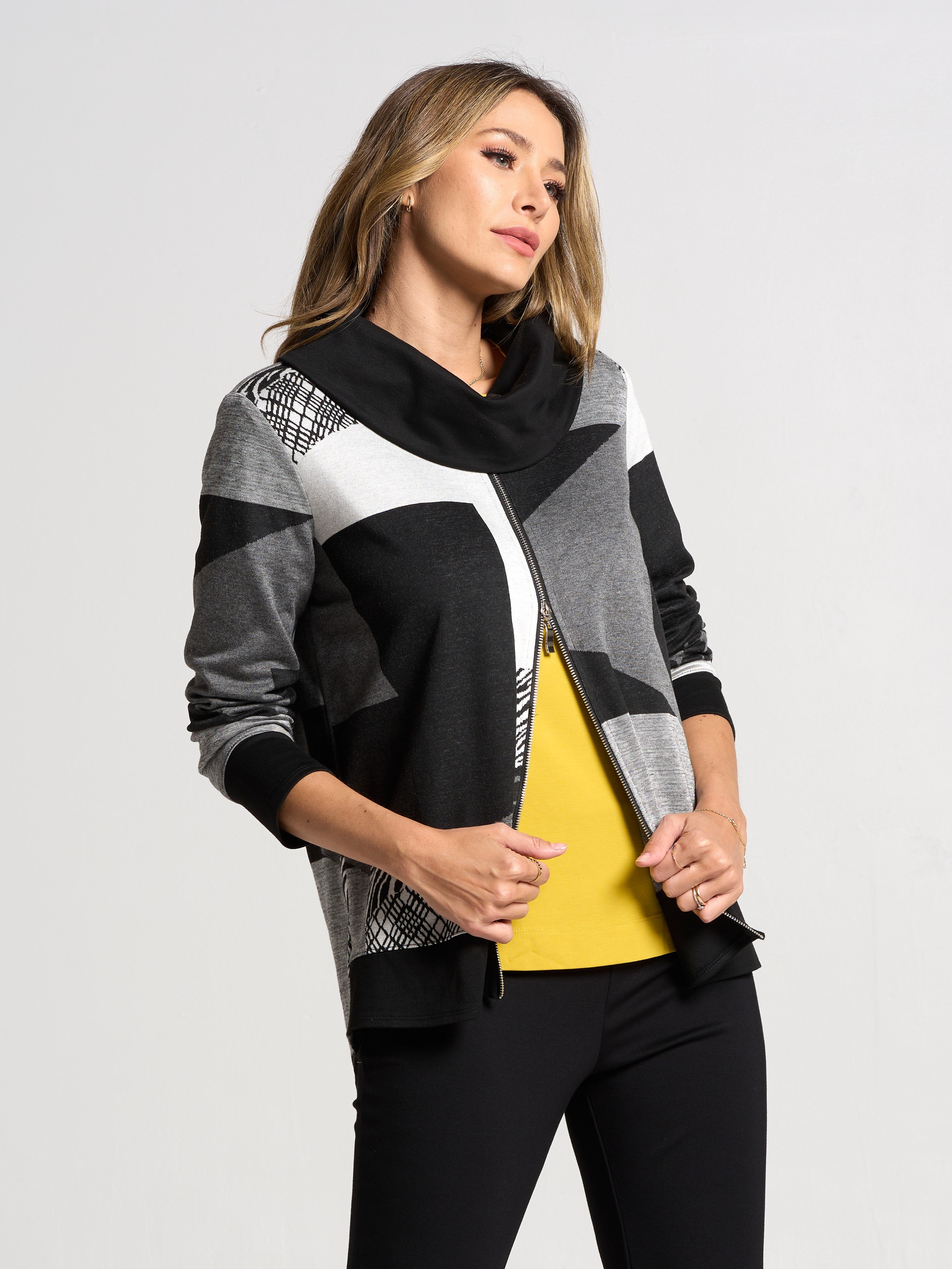 By JJ Mock Neck Zip Up Tunic-SS-117