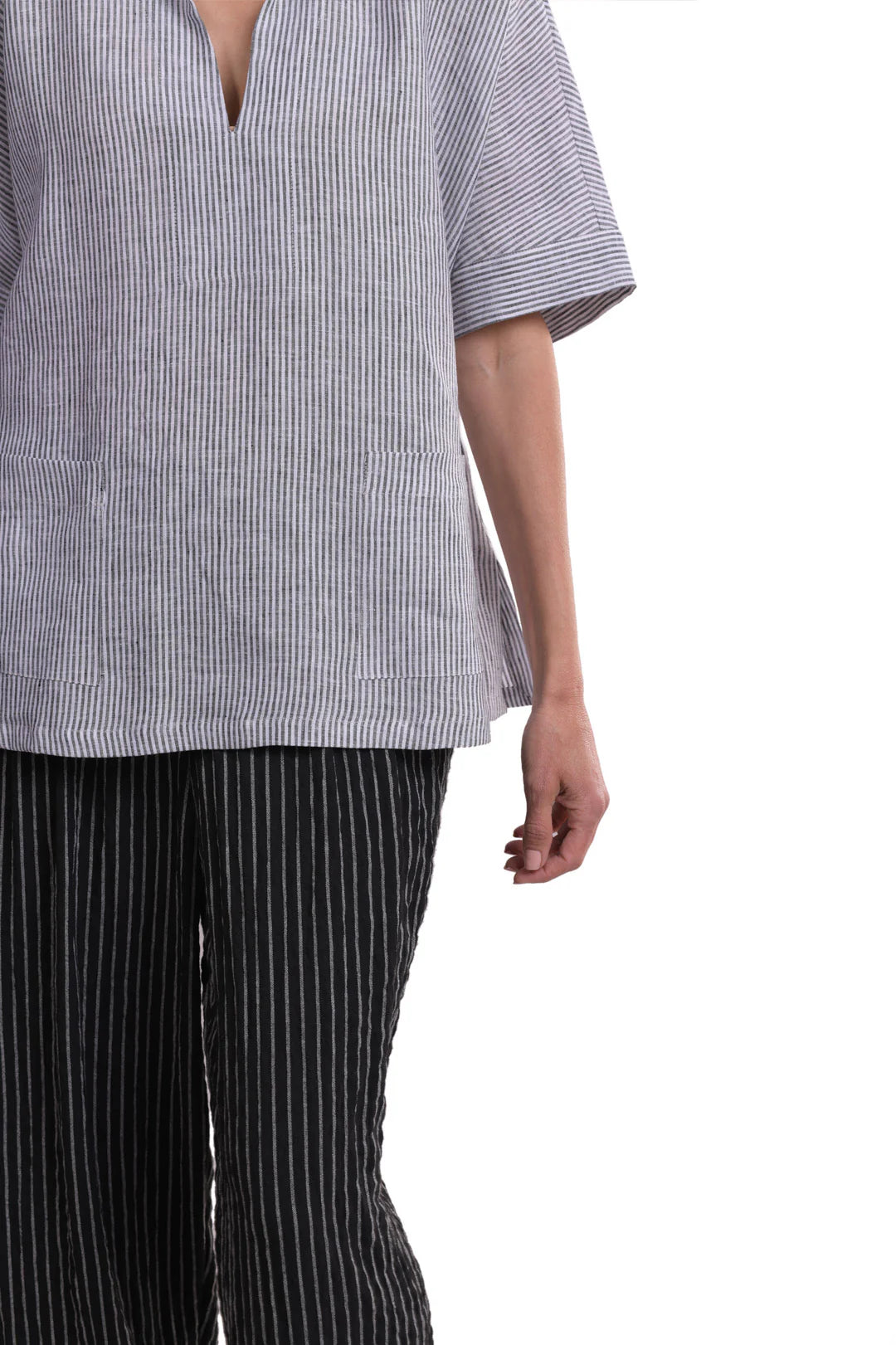 Alembika Dove Pinstripe Top-ST367D, view 2