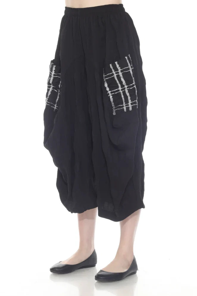 Moonlight Crinkle Textured Balloon Pants with Contrast Pockets-P4111