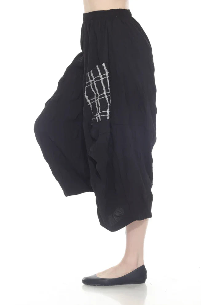 Moonlight Crinkle Textured Balloon Pants with Contrast Pockets-P4111