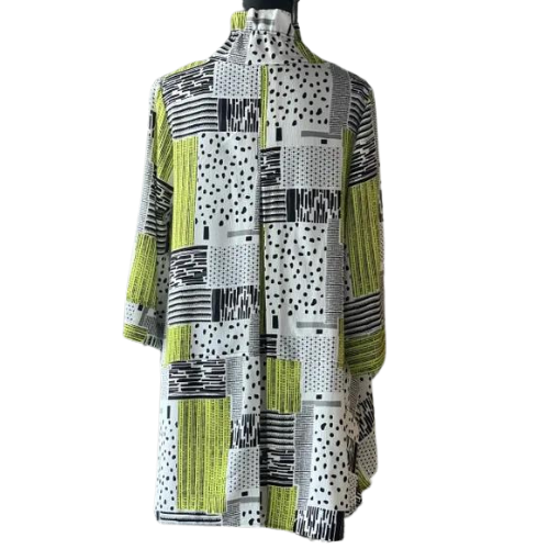 Moonlight Multi Print Half Button Tunic-3071