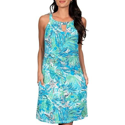 Banana Boat Sleeveless Shift Dress-Antibes Fleurs-BB526