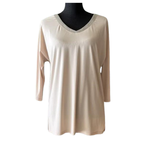 Vecceli Italy V Neck Embellished Top-MT1262
