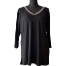 Vecceli Italy V Neck Embellished Top-MT1262