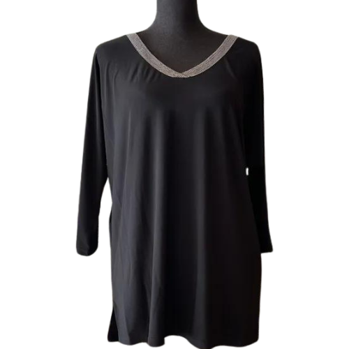 Vecceli Italy V Neck Embellished Top-MT1262