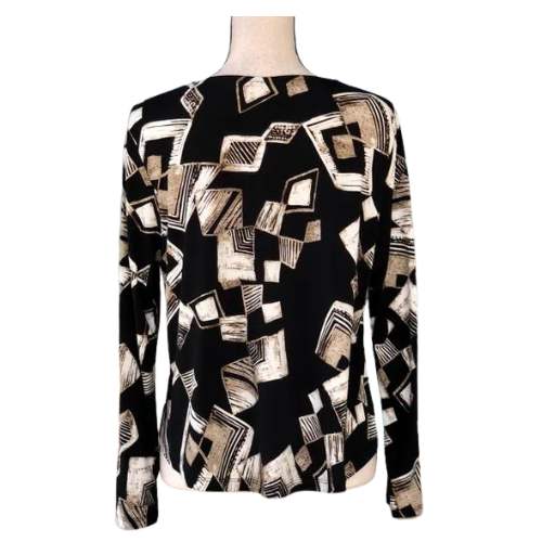 By JJ Moss Geo Taupe Print Topper-IT-208P-B