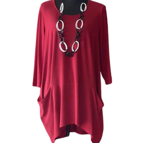 By JJ 3/4 Sleeve Two Pocket Tunic-IT-193