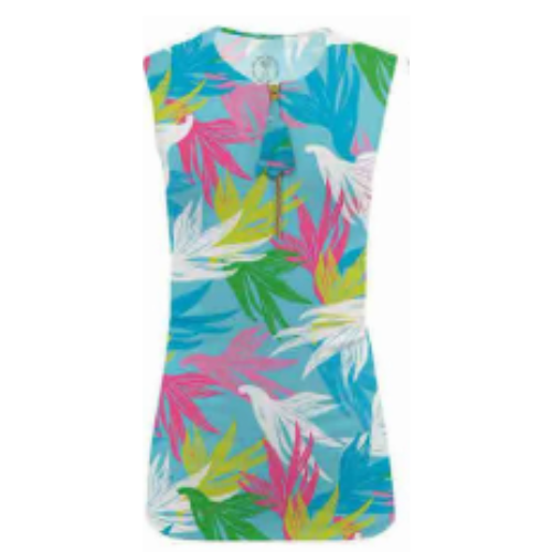 Banana Boat 1/4 Zip Sleeveless Blue Fleur Polo-BB278-C3