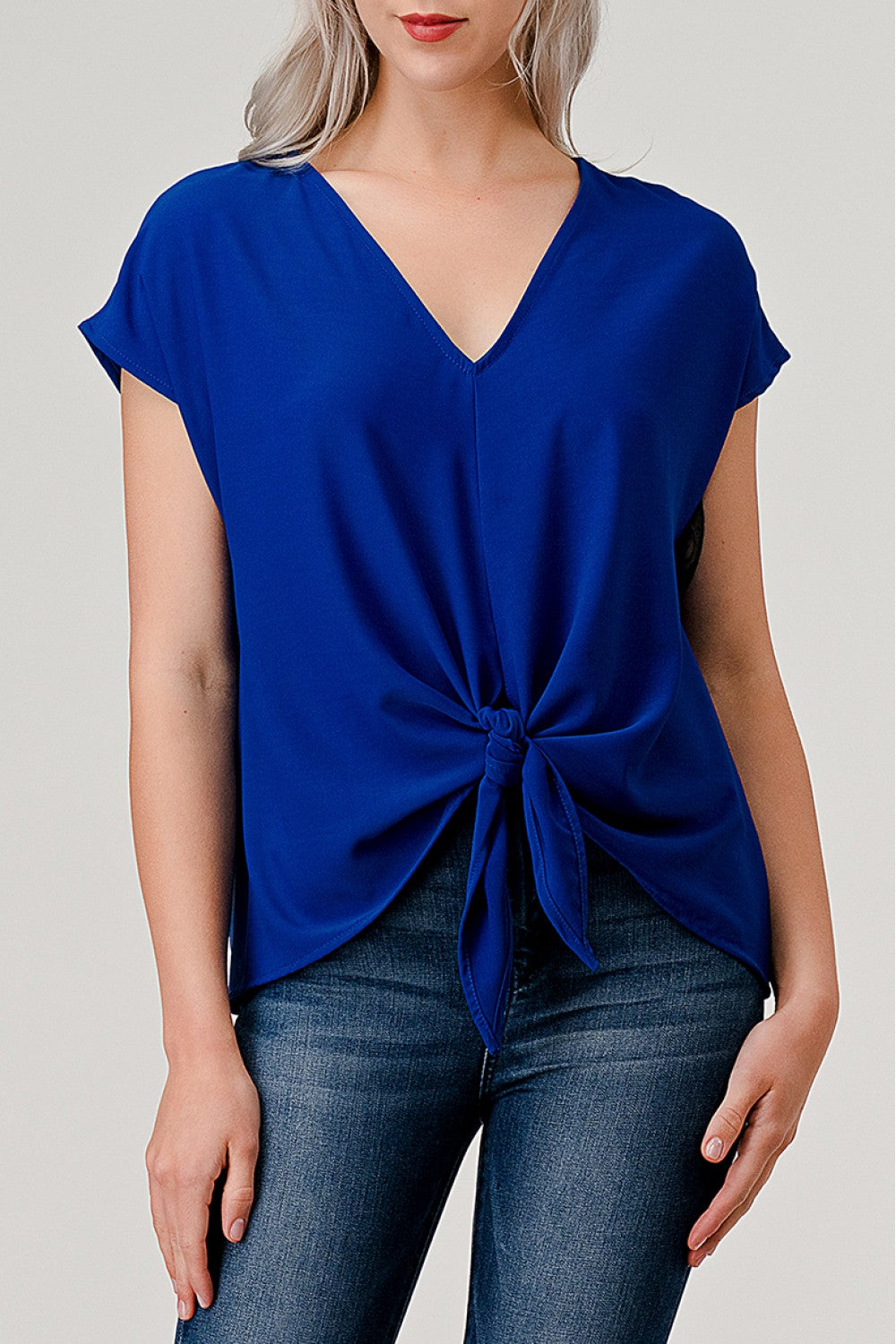Heimious V-neck Tie Front Top WT738
