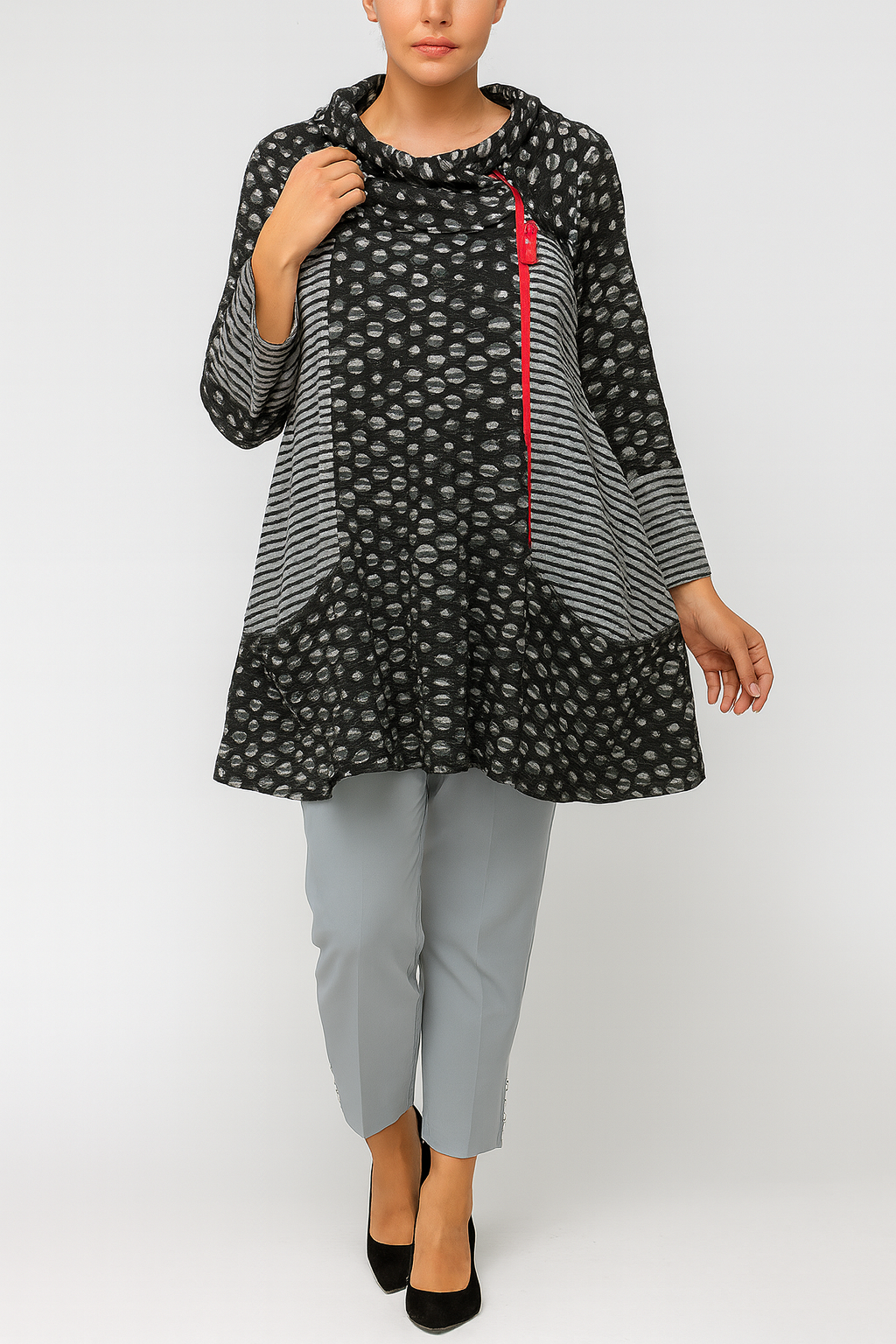 IC COLLECTION COWL NECK TUNIC-IC-3824T