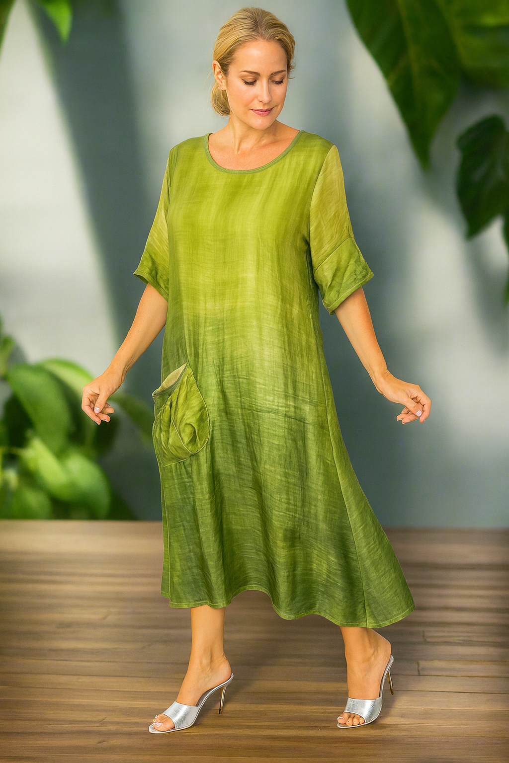 IC Collection Ombrette Bubble Pocket Dress 7053D-BLUE