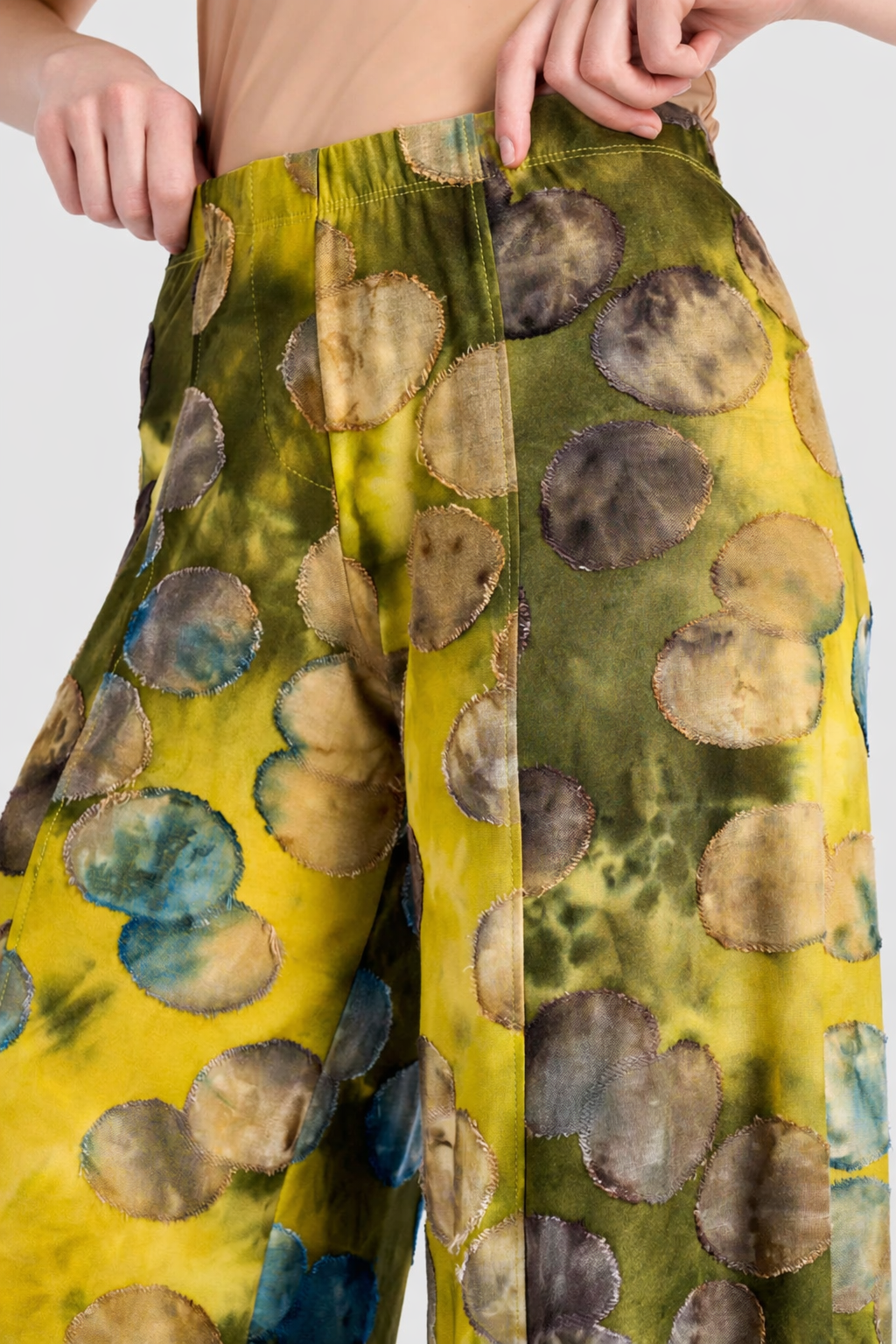 Alembika Lullaby Punto Pants, Gold/Ocean Dots-SP716O