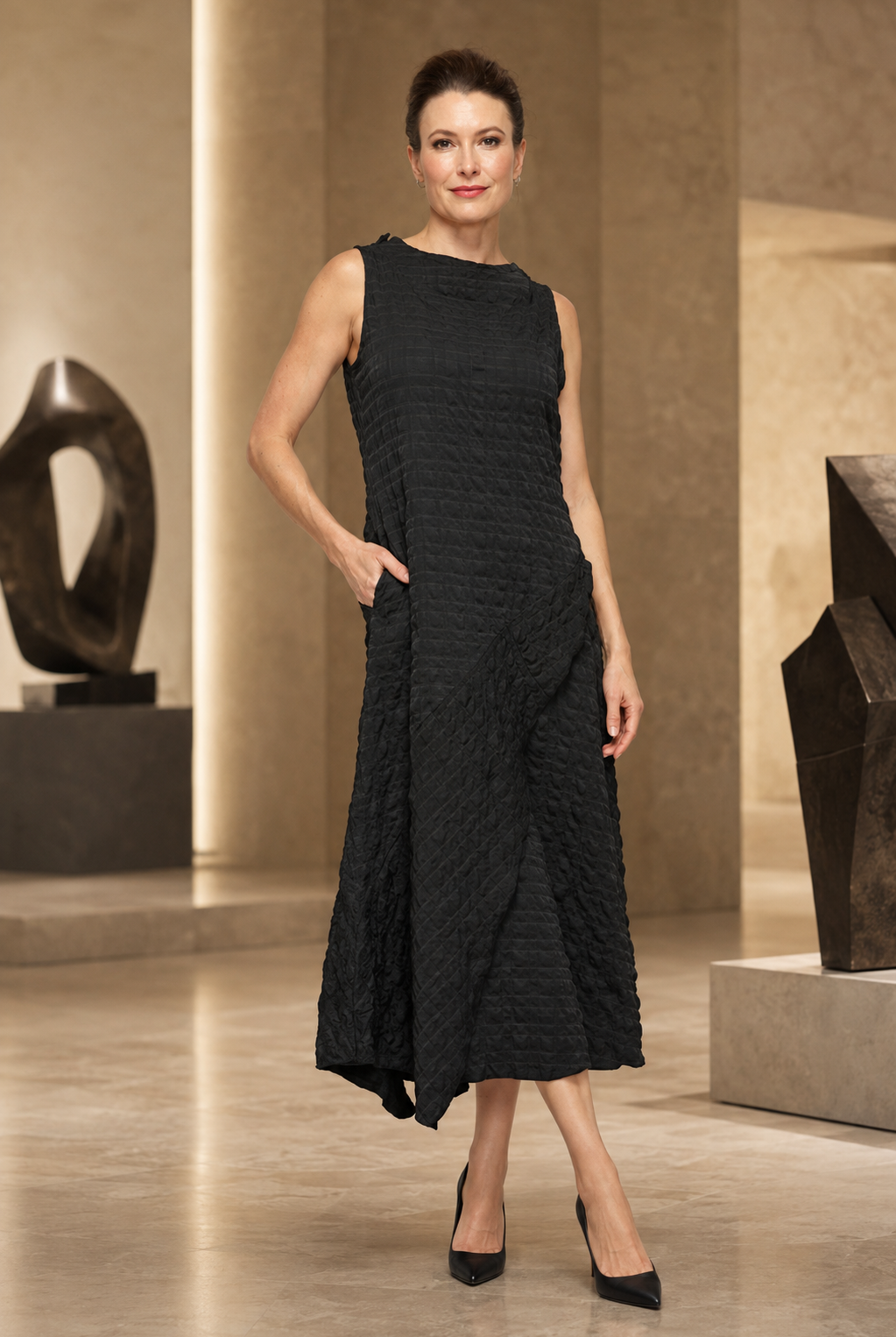 IC Collection Asymmetrical Cut Front and Back Dress 7044D