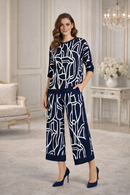 Frank Lyman Navy & White Abstract Side Detail Everyday Top-266114