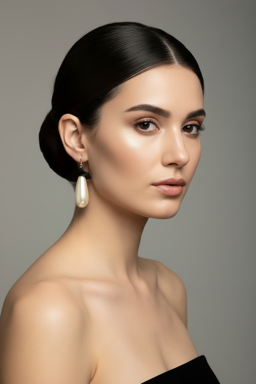 Jeff Lieb Modern Black & Pearl Statement Drop Earrings-77665