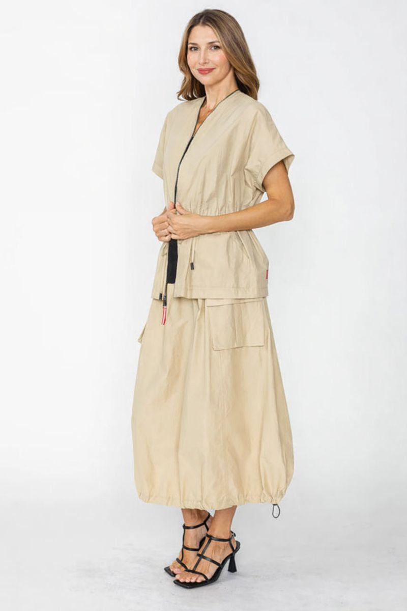 IC Collection Nylon Drawstring Waist Jacket-C1065J