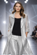 IC Collection Organza Sleeve French Longline Coat-7631J