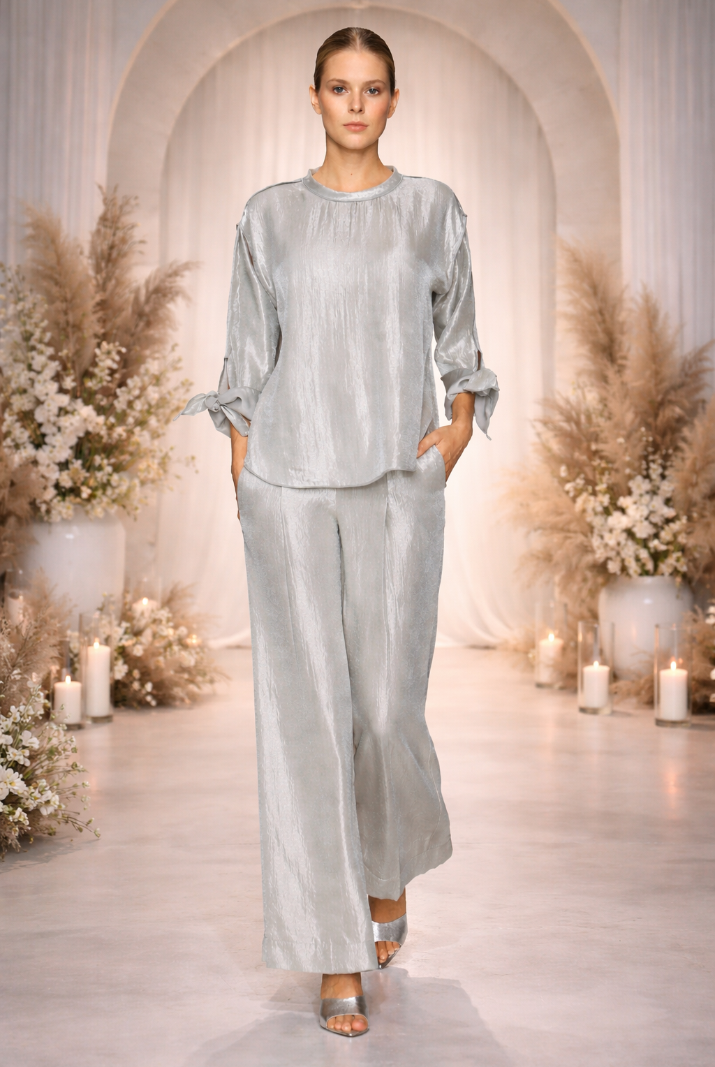 IC Collection Shimmer Tie-Sleeve Boxy Top | Unique Apparel USA