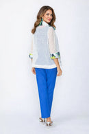 IC Collection Artful Mesh Statement Jacket with Button Front-7897J
