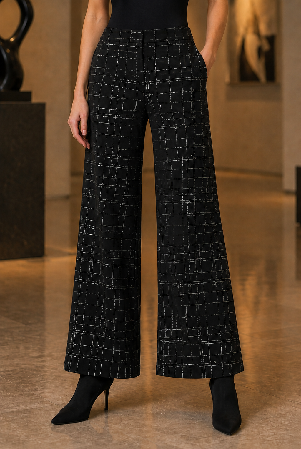 Joseph Ribkoff Plaid Wide-Leg Pants-264158