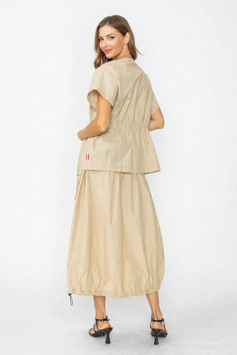 IC Collection Nylon Drawstring Waist Jacket-C1065J