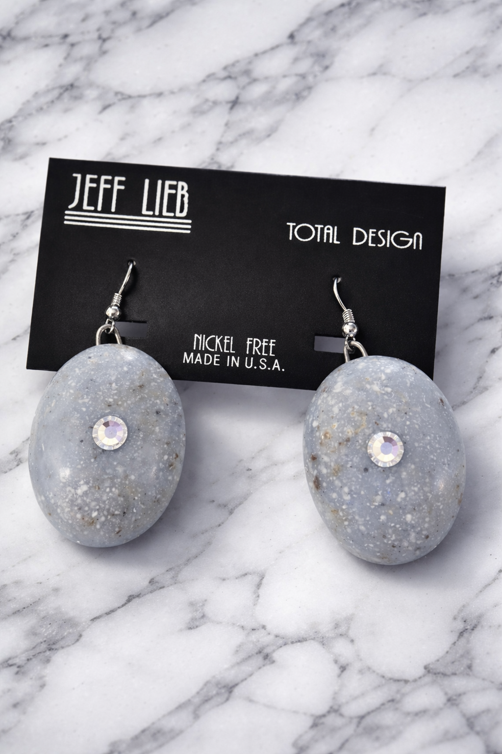 Jeff Lieb Blue Marble Statement Earrings-0067