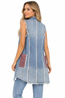 Frank Lyman Patch Denim Sleeveless Long Vest- 266599