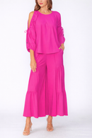 IC Collection Tie-Sleeve Cold Shoulder Dolman Top-7637TB