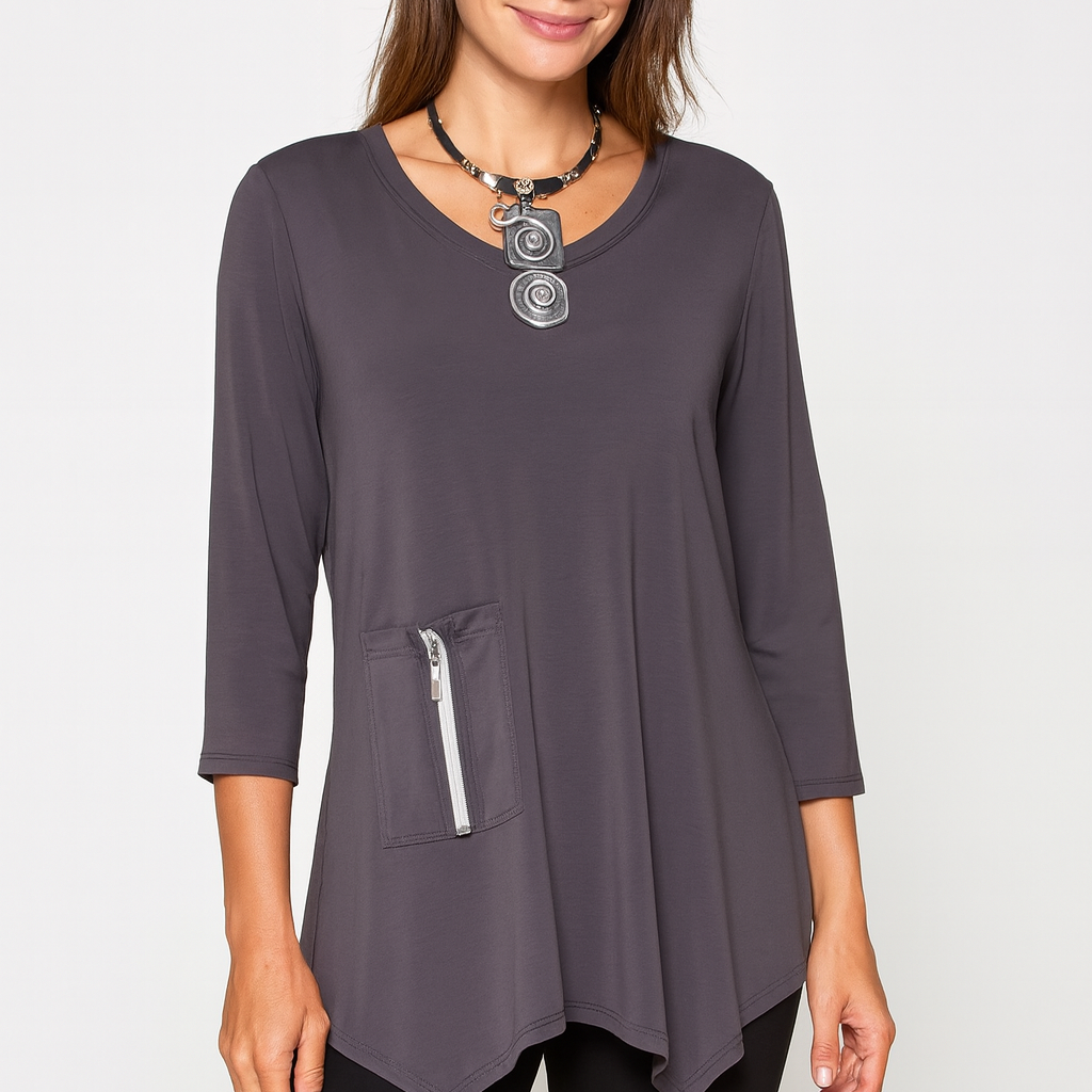 By JJ Zipper Pocket Tunic-IT-102