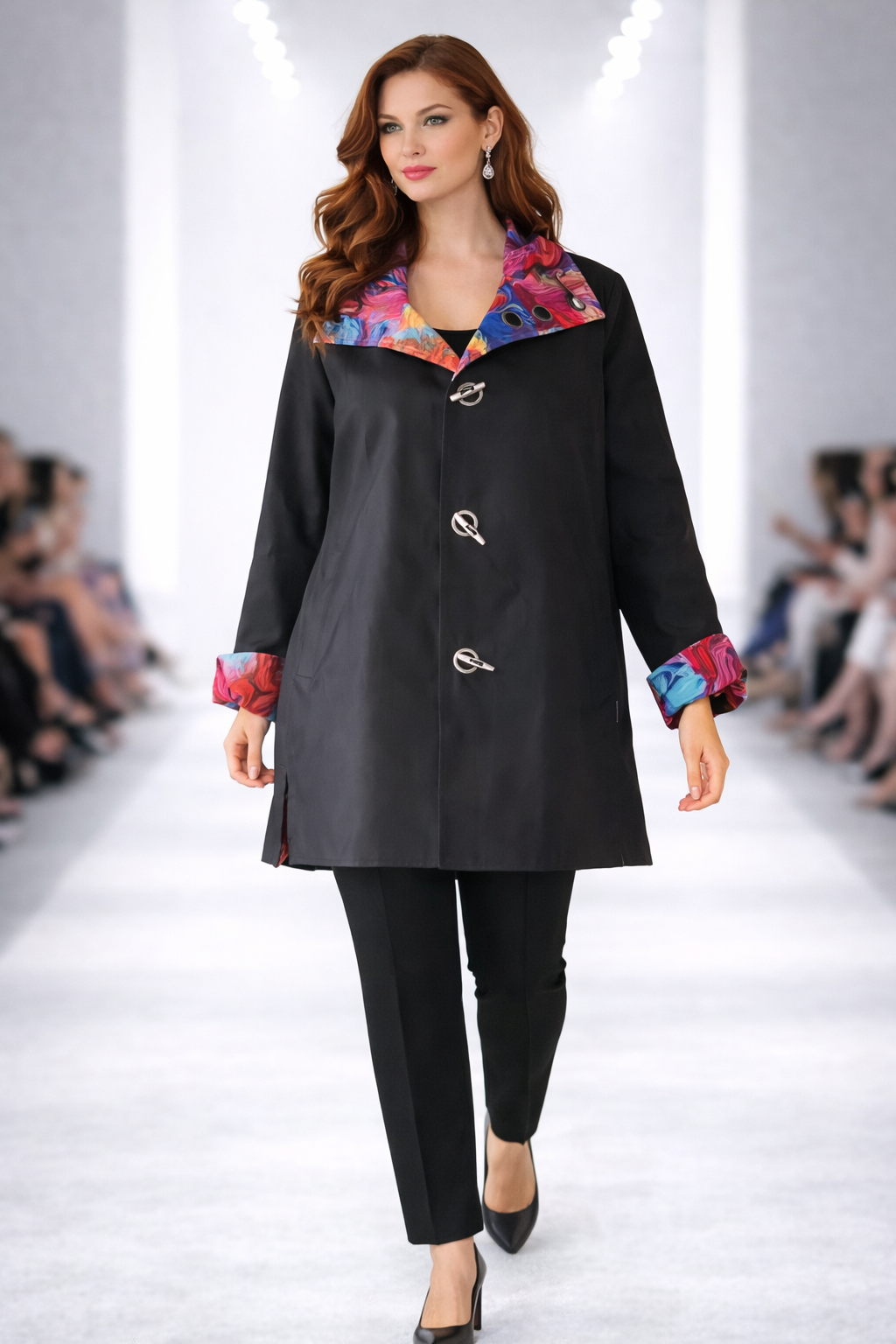 Oopera Paint Swirl Wearable Art Rain Jacket-J4240RW-1