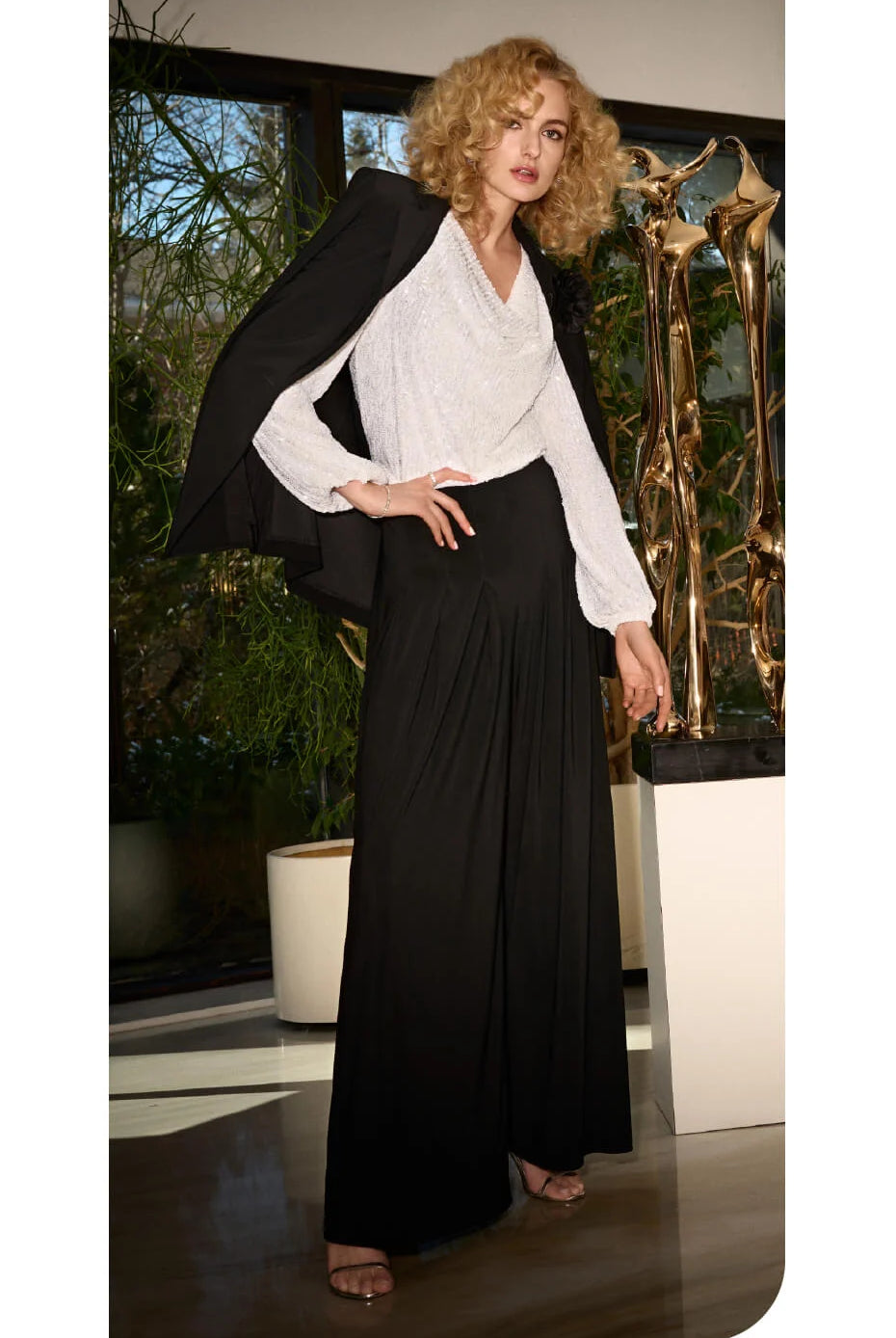Joseph Ribkoff Sequined Cowl Neck Top | Unique Apparel USA