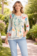Jess & Jane Abstract Print Burnout Tunic-46-2058-LEMONADE