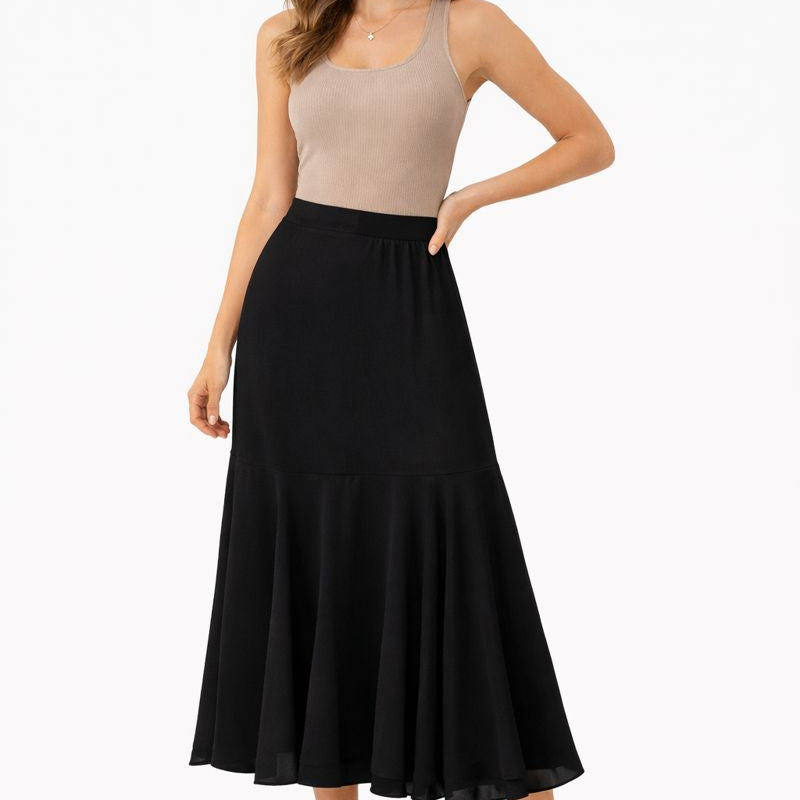 IC Collection Flowy Ruffle-Hem Midi Skirt | Unique Apparel USA