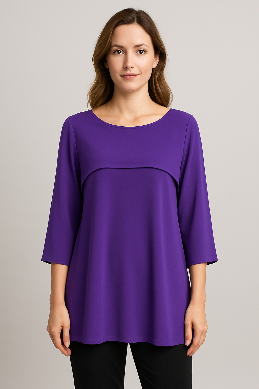 By JJ Layered Wrinkle-Free Solid Tunic-IT-202